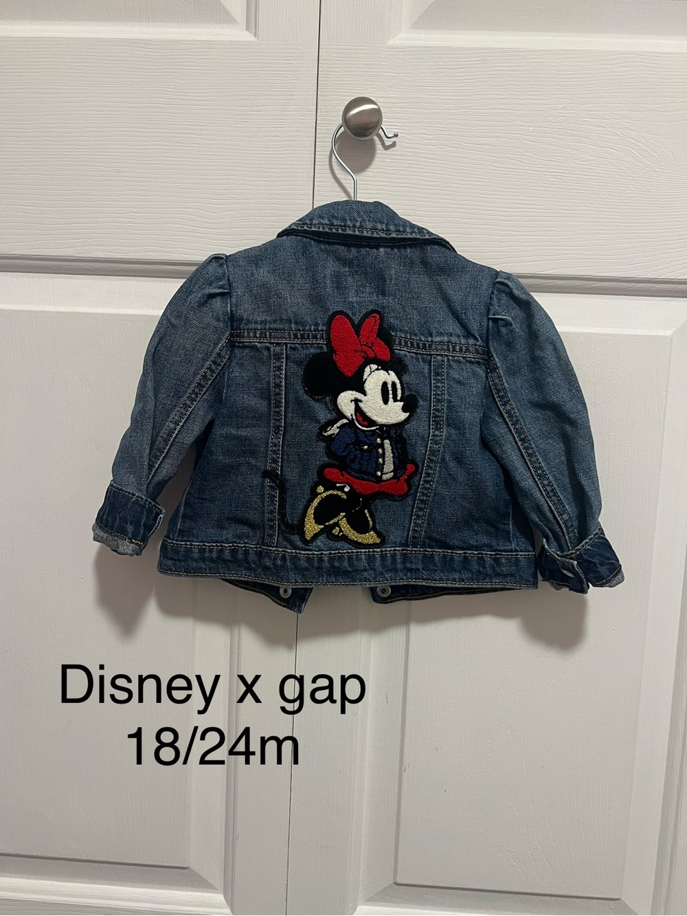 GAP Kids Denim Jacket with Minnie Mouse Patch - Blue with Red Accent